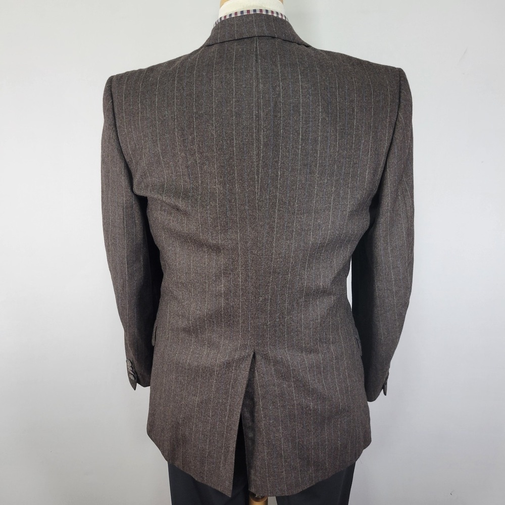 VTG Nino Cerruti Men's Sport Coat Blazer Two Button Flannel Brown Striped 40R - Picture 11 of 12